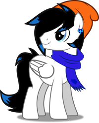 Size: 3343x4182 | Tagged: safe, artist:isaac_pony, oc, oc:blue heart, species:pegasus, species:pony, g4, clothing, ear piercing, earring, hat, jewelry, piercing, scarf, simple background, solo, transparent background