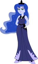 Size: 1024x1713 | Tagged: safe, artist:cruelladevil84, character:princess luna, character:vice principal luna, species:eqg human, g4, my little pony:equestria girls, arm behind back, clothing, cutie mark, cutie mark on clothes, ethereal mane, female, galaxy mane, high heels, human female, shoes, simple background, solo, vice principal luna, white background