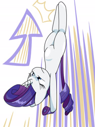 Size: 1668x2224 | Tagged: safe, artist:batipin, character:rarity, species:pony, species:unicorn, g4, arrow, female, kicking, mare, solo, upside down