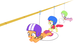 Size: 15054x8702 | Tagged: safe, artist:solusjbj, character:apple bloom, character:scootaloo, character:sweetie belle, absurd resolution, cutie mark crusaders, cutie mark crusading, helmet, simple background, transparent, transparent background, vector, zip line