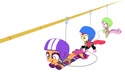 Size: 15054x8702 | Tagged: safe, artist:solusjbj, character:apple bloom, character:scootaloo, character:sweetie belle, absurd resolution, cutie mark crusaders, cutie mark crusading, helmet, rope, simple background, transparent, transparent background, zip line