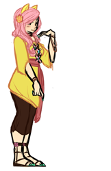 Size: 727x1125 | Tagged: safe, artist:php9, character:fluttershy, eared humanization, hippieshy, humanized, nail polish, sandals
