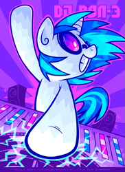 Size: 583x800 | Tagged: safe, artist:anjila, character:dj pon-3, character:vinyl scratch, species:pony, species:unicorn, female, glasses, mare, mixing console, solo