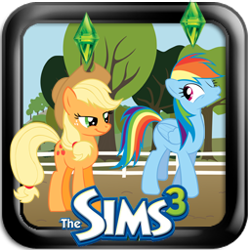 Size: 256x256 | Tagged: safe, artist:emper24, character:applejack, character:rainbow dash, species:earth pony, species:pegasus, species:pony, crossover, female, icon, lidded eyes, mare, one eye closed, plumbob, smiling, smirk, the sims, whistling, wink