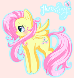 Size: 950x1000 | Tagged: safe, artist:sugaryrainbow, character:fluttershy, species:pegasus, species:pony, blushing, female, looking away, mare, name, outline, profile, simple background, solo, spread wings, wings