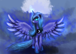 Size: 967x690 | Tagged: safe, artist:nalenthi, character:princess luna, female, s1 luna, solo, spread wings, wings