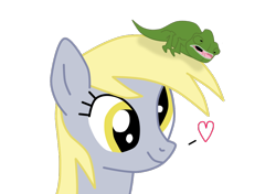 Size: 1024x720 | Tagged: safe, artist:filipinoninja95, character:derpy hooves, species:pegasus, species:pony, chameleon, female, mare, pet
