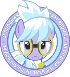 Size: 1500x1631 | Tagged: safe, artist:kotanom, artist:thatsgrotesque, character:cloudchaser, disapproval, goggles, seal, seal of approval
