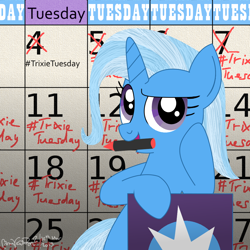 Size: 1000x1000 | Tagged: safe, artist:bvsquare, character:trixie, calendar, hashtag, trixie tuesday