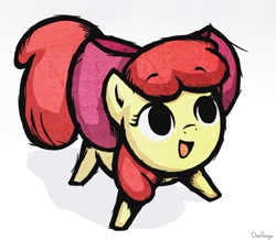 Size: 956x835 | Tagged: dead source, safe, artist:danfango, character:apple bloom, species:earth pony, species:pony, g4, adorabloom, cute, eyebrows, eyebrows visible through hair, female, filly, looking up, nintendo, open mouth, open smile, signature, simple background, smiling, solo, style emulation, the legend of zelda, the legend of zelda: the wind waker, white background
