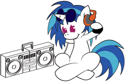 Size: 700x460 | Tagged: safe, artist:redfoxjake, character:dj pon-3, character:vinyl scratch, boombox, female, solo, stereo, wip