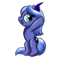 Size: 500x500 | Tagged: safe, artist:forevernyte, character:princess luna, species:pony, bipedal, female, filly, hooves in air, simple background, solo, white background, woona