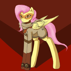 Size: 650x649 | Tagged: safe, artist:vicmanone, character:fluttershy, badass, clothing, diebuster, female, nono, solo