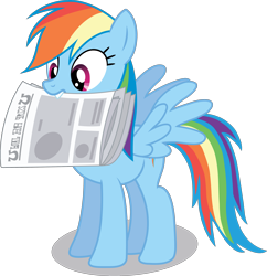 Size: 3000x3097 | Tagged: safe, artist:chubble-munch, character:rainbow dash, episode:ponyville confidential, g4, my little pony: friendship is magic, mouth hold, newspaper, simple background, transparent background, vector