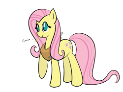 Size: 1600x1200 | Tagged: safe, artist:alexsalinasiii, character:fluttershy, species:pegasus, species:pony, accessory swap, female, imitation, implied fluttermac, implied shipping, implied straight, mare, no pupils, plow yoke, raised hoof, simple background, solo, straw in mouth, transparent background, yoke