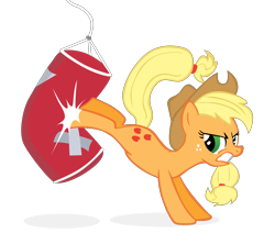 Size: 5000x4438 | Tagged: safe, artist:ahumeniy, character:applejack, absurd resolution, bucking, punching bag, simple background, transparent background, vector