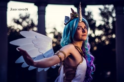 Size: 1631x1080 | Tagged: safe, artist:cosmic-empress, artist:gbright1, character:princess celestia, species:human, cosplay, irl, irl human, photo, solo