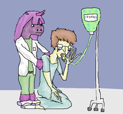 Size: 600x554 | Tagged: safe, artist:crystals1986, character:twilight sparkle, oc, self insert, species:anthro, species:human, creepy, crying, glasses, hospital, quality, sick, vomit, wat, why, wtf