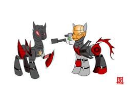 Size: 900x600 | Tagged: safe, artist:lordvader914, oc, armor, bionicle, lego, makuta teridax, ponified, simple background, white background