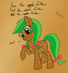Size: 1280x1368 | Tagged: safe, artist:alorpax, character:apple fritter, 30 minute art challenge, apple family member, female, food pony, literal, original species, solo