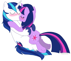 Size: 1488x1282 | Tagged: safe, artist:eeveepikachuchan, character:shining armor, character:twilight sparkle, ship:shiningsparkle, adultery, blushing, female, incest, infidelity, kissing, male, shipping, straight