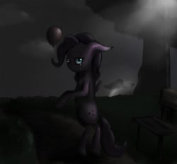 Size: 800x742 | Tagged: safe, artist:potheadsam, character:pinkie pie, balloon, crying, dark, lonely, night, standing