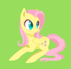 Size: 1198x1162 | Tagged: safe, artist:foxda, character:fluttershy, species:pegasus, species:pony, colored pupils, female, green background, simple background, smiling, solo