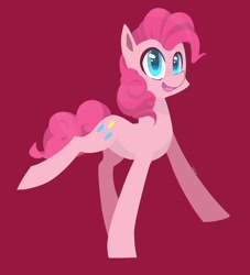 Size: 1136x1249 | Tagged: safe, artist:foxda, character:pinkie pie, species:earth pony, species:pony, colored pupils, female, pink background, simple background, smiling, solo