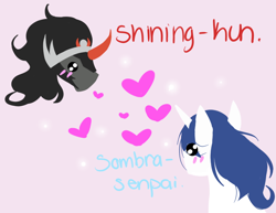 Size: 792x612 | Tagged: safe, artist:lilmisswaffles, character:king sombra, character:shining armor, species:crystal pony, species:pony, species:unicorn, ship:shiningsombra, anime, gay, male, shipping, stallion
