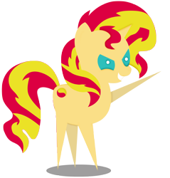 Size: 4232x4424 | Tagged: dead source, safe, artist:pinkiespartygirl, character:sunset shimmer, species:pony, absurd resolution, female, grin, pointy ponies, raised leg, simple background, solo, transparent background, vector