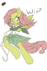 Size: 640x960 | Tagged: safe, artist:thealmightydove, character:fluttershy, species:anthro, archer, fantasy, female, solo, wip