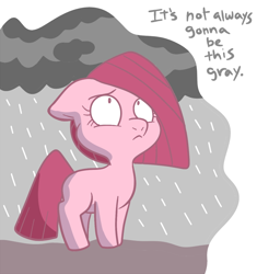 Size: 700x744 | Tagged: safe, artist:technicolor pie, character:pinkie pie, cloud, cloudy, female, filly, foal, rain, solo
