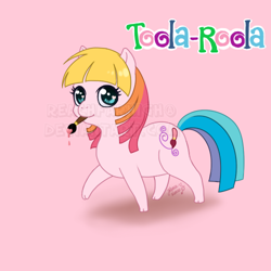 Size: 500x500 | Tagged: safe, artist:reachfarhigh, character:toola roola, g3, g3.5, female, g3betes, mouth hold, paintbrush, solo