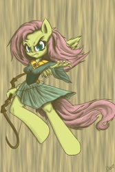 Size: 640x960 | Tagged: safe, artist:thealmightydove, character:fluttershy, species:anthro, archer, fantasy, female, solo