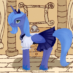 Size: 1500x1500 | Tagged: dead source, safe, artist:jesrartes, character:princess luna, species:alicorn, species:pony, g4, clothing, female, maid, mare, paint tool sai, s1 luna, solo
