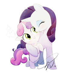 Size: 800x884 | Tagged: safe, artist:lillayfran, character:rarity, character:sweetie belle, species:pony, species:unicorn, cute, eyes closed, female, filly, hug, mare, profile, raribetes, siblings, simple background, sisterly love, sisters, snuggling, transparent background