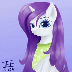 Size: 2000x2000 | Tagged: dead source, safe, artist:jesrartes, character:rarity, species:pony, species:unicorn, g4, alternate hairstyle, bandana, bedroom eyes, duckface, female, fluffy, high res, kerchief, looking at you, mare, paint tool sai, pouting, raised eyebrow, solo, wet, wet mane, wet mane rarity