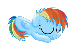 Size: 1024x669 | Tagged: safe, artist:poisonicpen, character:rainbow dash, cute, female, filly, filly rainbow dash, simple background, sleeping, solo, white background