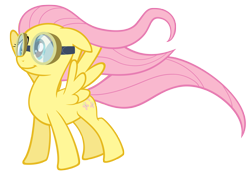 Size: 4000x2775 | Tagged: safe, artist:ohitison, character:fluttershy, species:pegasus, species:pony, episode:hurricane fluttershy, g4, my little pony: friendship is magic, .psd available, female, goggles, mare, photoshop, simple background, smiling, solo, transparent background, windswept mane