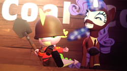 Size: 900x506 | Tagged: safe, artist:illu-mint, character:rarity, character:spike, 3d, gmod, soldier, spy, team fortress 2