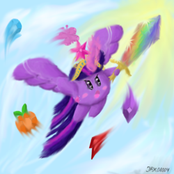 Size: 1250x1250 | Tagged: safe, artist:jrk08004, character:twilight sparkle, character:twilight sparkle (alicorn), species:alicorn, species:pony, big crown thingy, crossover, element of generosity, element of honesty, element of kindness, element of laughter, element of loyalty, element of magic, elements of harmony, female, gimp, kirby, kirby (character), kirby twilight, kirbyfied, mare, nintendo, parody, sword, weapon