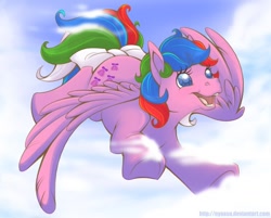 Size: 1000x805 | Tagged: safe, artist:nyaasu, character:whizzer, g1, female, flying, solo