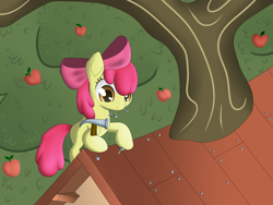 Size: 3000x2257 | Tagged: safe, artist:xonxt, character:apple bloom, female, hammer, nails, solo