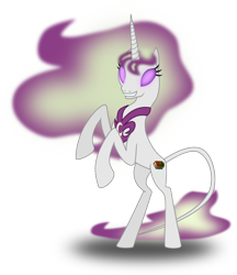 Size: 886x1026 | Tagged: safe, artist:vinylbecks, oc, oc only, species:classical unicorn, leonine tail, nightmare, nightmarified, simple background, solo, transparent background, vector