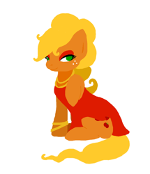 Size: 612x712 | Tagged: safe, artist:grim-tales, character:applejack, alternate hairstyle, anarchy panty, clothing, crossover, female, looking at you, panty and stocking with garterbelt, raised hoof, simple background, sitting, solo