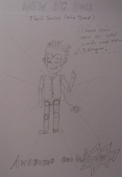 Size: 2250x3269 | Tagged: safe, artist:platin17, character:flash sentry, doll, exploitable meme, flash sentry savior of the universe, meme, monochrome, pencil drawing, sketch, traditional art