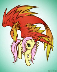 Size: 600x761 | Tagged: safe, artist:christinies, character:fluttershy, character:philomena, species:bird, duo