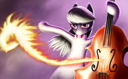 Size: 1680x1050 | Tagged: safe, artist:rautakoura, character:octavia melody, species:pony, bipedal, cello, female, fire, musical instrument, solo