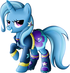 Size: 4398x4583 | Tagged: safe, artist:beamsaber, character:trixie, species:pony, species:unicorn, absurd resolution, clothing, equestria girls outfit, female, mare, smiling, solo