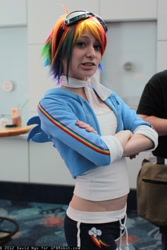 Size: 1365x2048 | Tagged: safe, artist:donknnj, character:rainbow dash, species:human, cosplay, irl, irl human, midriff, photo, solo